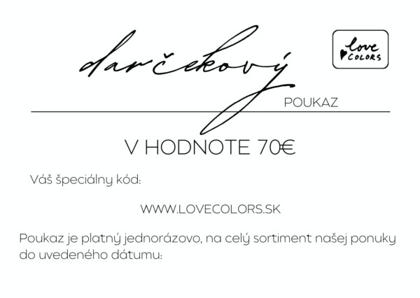 Darčekový poukaz v hodnote 70€